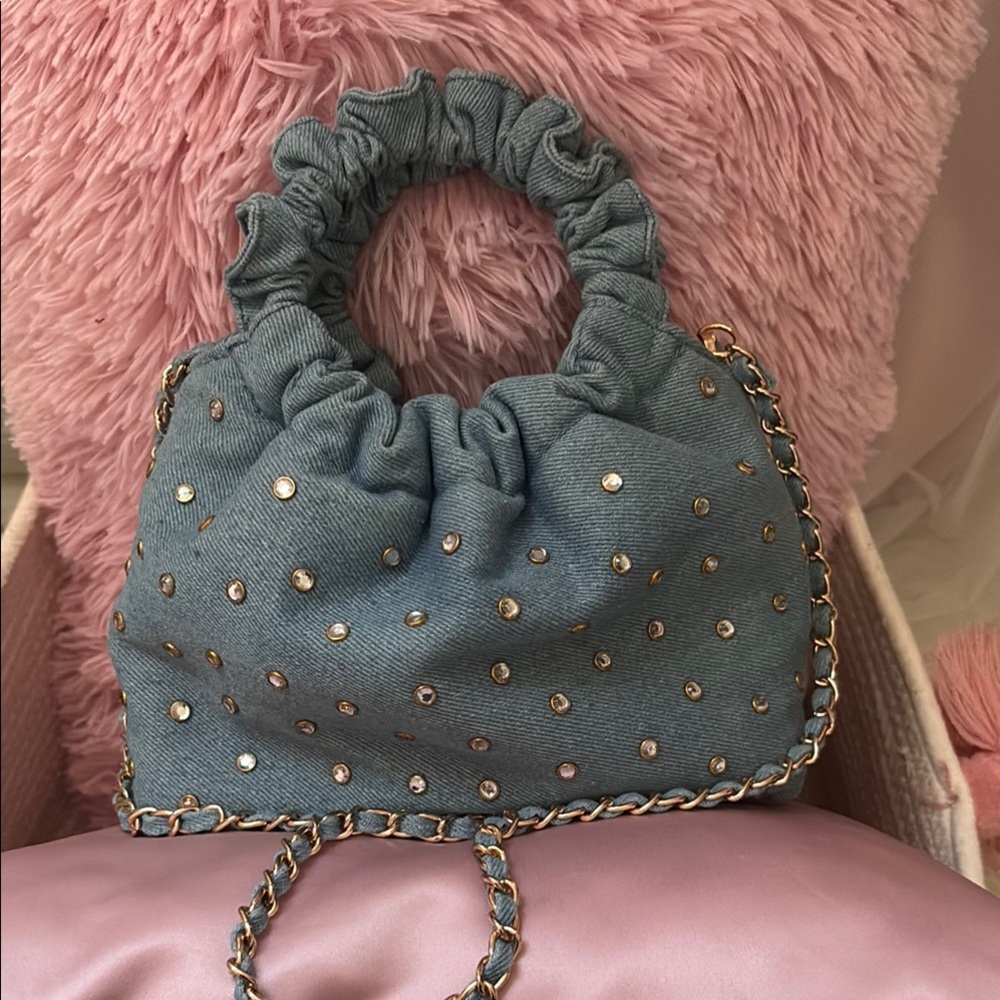 Source Unknown Blue Mini Bag with Silver Studs